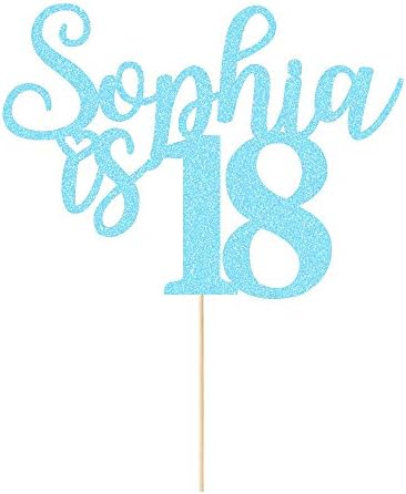 EDSG Personalised Birthday Cake Topper | Happy Birthday Decorations | Double Sided Glitter Card Any Name Age 16th 18th 21st 30th 40th Customized - Multicolour Glitter Cake Decoration