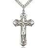 Heartland Store Men's Sterling Silver Textured Crucifix Pendant + 24 Inch Rhodium Plated Chain & Clasp| USA Made