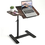 Beistelltisch C Form, Höhenverstellbar 50-92 cm, 60 x 40 cm große Tischplatte,360° drehbar mobiler Stehtisch Walnuss, Sofatisch Laptoptisch für Wohnzimmer, Schlafzimmer, Pflegebett