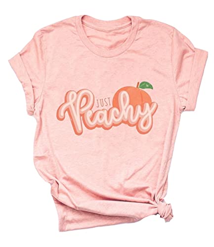 Ykomow Just Peachy T Shirt Womens Short Sleeve Casual Summer Graphic Tees Tops
