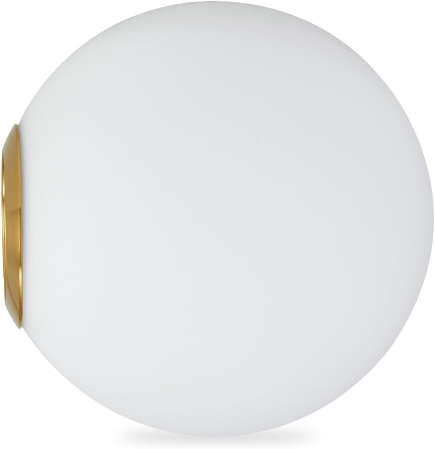2 Pack Opal Matte Glass Globe Lampshades with Brushed Gold Base, Replacement Light Shades for Wall Sconces and Pendant Lights