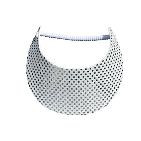 Pickleball - Fashion Fabric Foam Sun Visor for Women - Adjustable to Any Size Head - No Pressure & No Headache! | White & Silver Glitz Design Cover