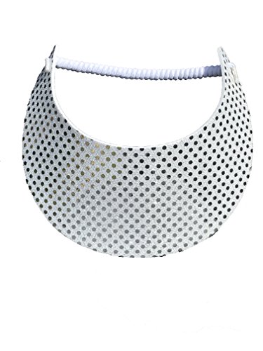 Pickleball - Fashion Fabric Foam Sun Visor for Women - Adjustable to Any Size Head - No Pressure & No Headache! | White & Silver Glitz Design