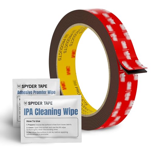 Spyder Tape 5952 Nastro Biadesivo Montaggio 19mm x 3m – Adesivo in Schiuma Heavy Duty, Impermeabile, Per Metallo, Vetro, Plastica, Auto, LED, Resistente Calore