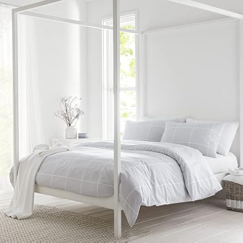 Drift Home - Chiswick - Eco-Friendly Duvet Cover Set - Double Bed Size in Silver, CIKGY21PO3 Cover