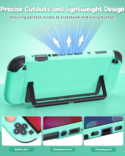 Image of Switch 2 Cover Case&Screen Protector, FYOUNG Dockable Shell for Nintendo 2 | Cute Case, Color‑Matched for Joycon 2 Light Green Controller, 9H Tempered Glass, Hard Protective Case, Split Design