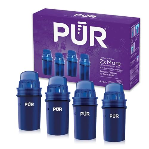 PUR Water Pitcher & Dispenser Replacement Filter 4-Pack, Genuine PUR Water Filter, 2-in-1 Powerful and Faster Filtration, 8-Month Value, Blue (PPF900Z4)
