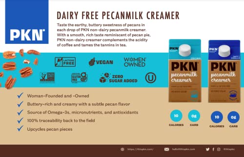 This Pkn Original Non Dairy Coffee Creamer Milk Alternative, Made From Real Texas Pecans, Plant-Based Nut Milk, Without Added Sugars And No Gmos Or Lactose 2-Pack Variety #TOP1