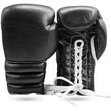 Boxing Glove Kickboxing Lace up Punching Bag Black Leather Glove Without Logo