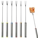 Stainless Steel Fondue Forks,6 PCS Color Coded Cheese Fondue Forks for Chocolate Fountain Cheese Fondue,Heat...