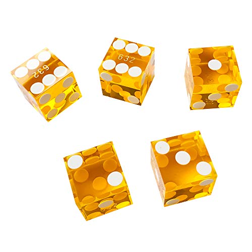 Yuanhe Set Of 5 Grade Aaa Precision 19Mm Serialized Casino Dice With Razor Edges And Corners - Yellow … #TOP1