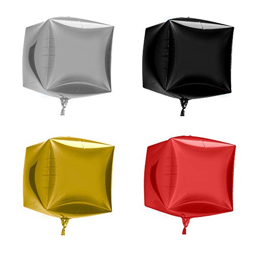 5 Pcs Cube Foil Balloons 24 Inches Square Shaped Aluminum Foil Balloon For Wedding Marriage Birthday Party Decor Supplies(Gold) #TOP2