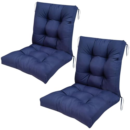 UUluhao Outdoor Patio Chair Cushions Set of 2 for Outdoor Furniture Thick Tufted Wicker Chair Cushion with Back Indoor Navy Blue Rocking Chair Cushion,41.7"*20.8"*3.9" for Home Office
