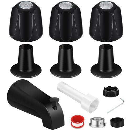 Coolfell Tub Shower Trim Kit, Matte Black Shower Knob 3 Piece and Bath Tub Spout, Compatible with Price/Pfister Verve and 3 Handle Tub Shower, Bathtub Spout for 1/2" Copper, 1/2" IPS and 3/4" IPS