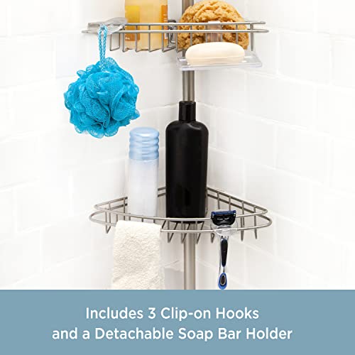 Kenney 3-Tier Tension Pole Shower Caddy With Stainless Steel Baskets #TOP4
