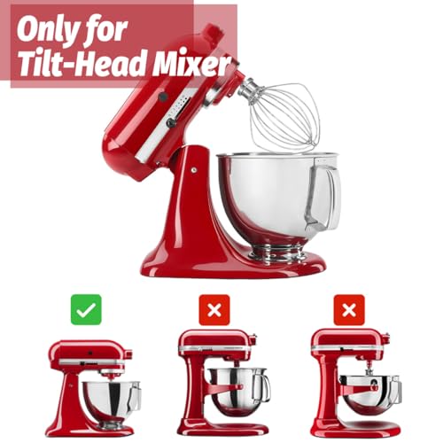 Image of K45WW Dishwasher Safe Whisk Attachment Fits 4.5 Quart and 5 QT KitchenAid Tilt-Head Stand Mixer Stainless Steel 6 Wires Whip for Egg Heavy Cream Beater, Cakes Mayonnaise