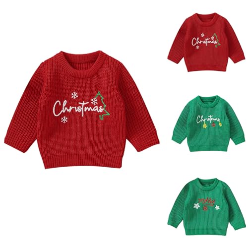 Toddler Christmas Crewneck Chunky Knit Sweater Baby Boys Girls Holiday Winter Warm Pullover Knitted Festive Sweatshirt