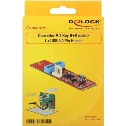 Conversor M.2 Key B + M Macho Delock con conector poste USB 3.0 6