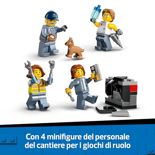 City Sfasciacarrozze con Auto - Giocattolo con 2 Modelli di Macchine con Ricambi, Gru, Crusher e 4 Minifigure di Operai - Giochi per Bambini e Bambine da 8 Anni, Idea Regalo di Compleanno - 60472 - Lego - Immagine 6