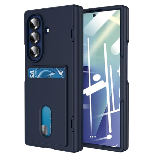 Coque Samsung Galaxy Z Fold 7 bleu foncé rigide unie avec porte-cartes