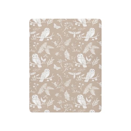Image of Crib Sheet Breathable Soft Crib Mattress Sheet for Baby Toddler Boys Girls Fitted Pack n Play Crib Sheet Fit Standard Crib Mattress 52 x 28 Inch Owls Leaves Light Brown