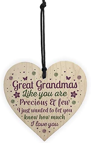 RED OCEAN Great Grandparent Gifts Great Grandma Ornament Wooden Heart Plaque Sign Birthday Keepsake