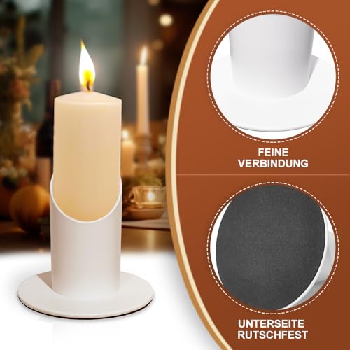 Aongray 1 Stück Kerzenständer Kommunionkerze,Metall Weiß 4 cm mit Tropfschutz für Kommunionkerze, Trauerkerze -Taufkerzenständer, Stabkerzenhalter für Deko