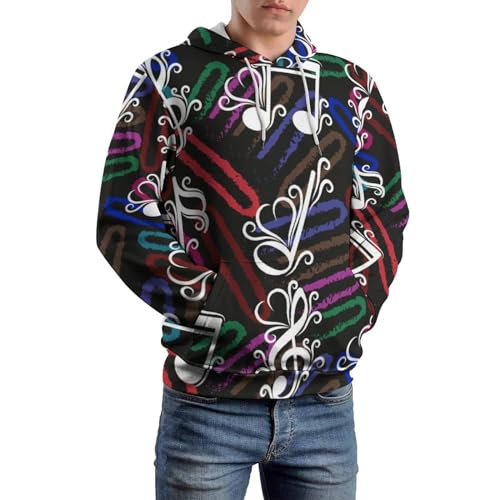 Hoodie notes de musique UMENG pull à capuche unisexe noir taille S - 6