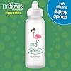 Dr. Brown's Milestones Narrow Sippy Bottle, 100% Silicone Soft Sippy Spout, 8oz/250mL, 6m+, Flamingo