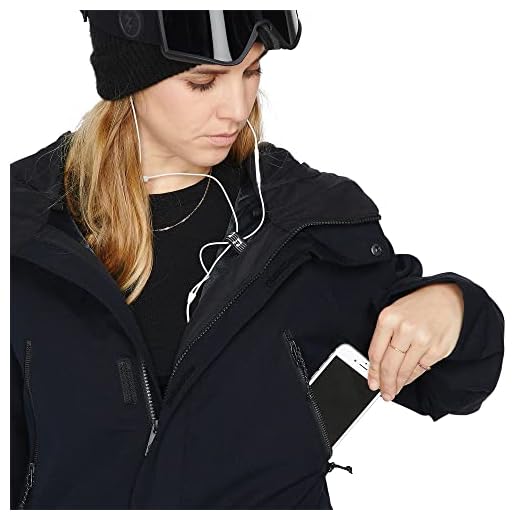 Volcom Women's Standard Shadow Insulated Snowboard Ski Winter Hooded Jacket, Black S3, XL