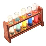 FRCOLOR Miniature Dollhouse Colored Test Tubes with Wooden Rack Smooth Equipment for DIY Tiny House Decoration Realistic and Accessories for Dollhouse Scenes