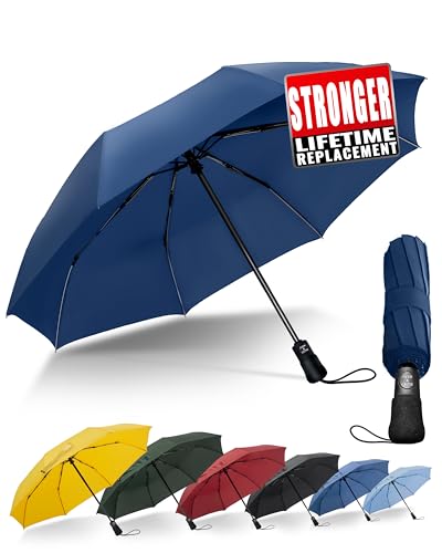 Chakipee Parapluie Pliant Compact - Parapluies de Voyage Portables, Parapluie Homme Automatique Resistant Vent, Revêtement en Tissu 210T, Portée 97 cm, 8...