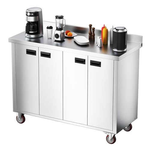ROVSUN 47-Inch Stainless Steel Cabinet Table