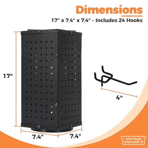 Rotating Pegboard Display Stand With 24 Hooks - Metal Spinning Peg Board Displays, Stands for Retail, Vendors, Selling & Shows - 4-Sided Craft Rack Organizer for Products, Accessories, Jewelry by Storage Standard - Image 6