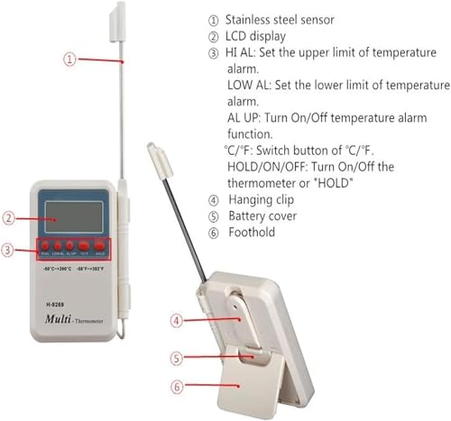 Image of LABART Plastic Multi Stem Digital Thermometer -50~300? with External Sensing Probe and Portable LCD Digital, Accurate Fast Precise Response, Pack Of 1