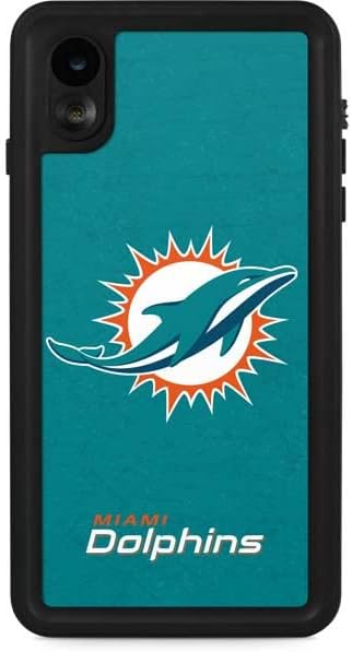 Skinit Waterproof Phone Case Compatible with iPhone XR - Officially Licensed NFL Miami Dolphins Distressed- Aqua Design