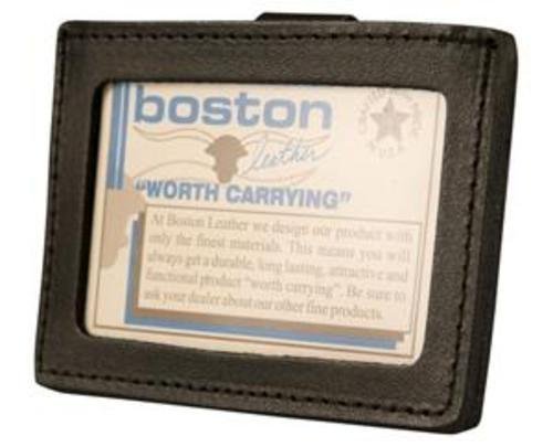 Boston Leather Horizontal ID Holder w Belt Clip