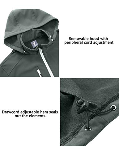 Little Donkey Andy Men’s Softshell Jacket With Removable Hood, Fleece Lined And Water Repellent Gray Size L #TOP4