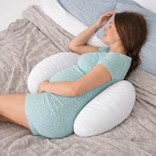 Image of H-Shaped Pregnancy Pillow - Set of 2 | Adjustable Butterfly Dual Wedge for Back, Belly & Hip Pain Relief | Ultra Soft Velvet Maternity Body Support Pillow | Washable, Travel Friendly | White