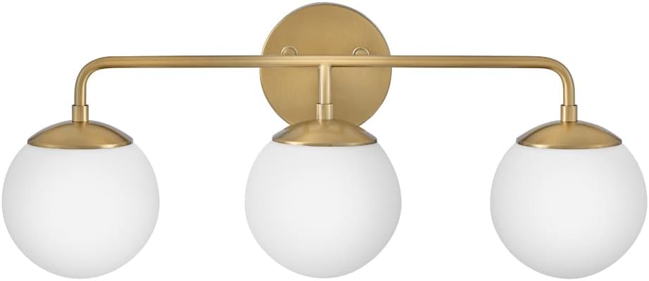Lark Julep Three-Light Bath Vanity Fixture, Art Deco Globes, Modern Style, Lacquered Brass