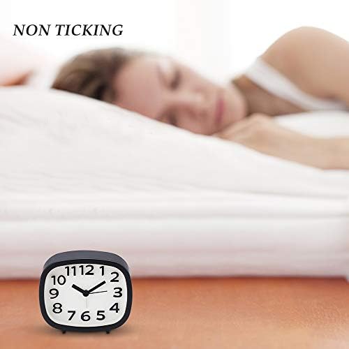 Jcobay Alarm Clocks Battery Operated Non Ticking Bedside Clocks Bedroom Accessories Silent Clock Simple to Set Analogue Clocks Office Desk Clock with Light Large Display for Heavy Sleepers Home