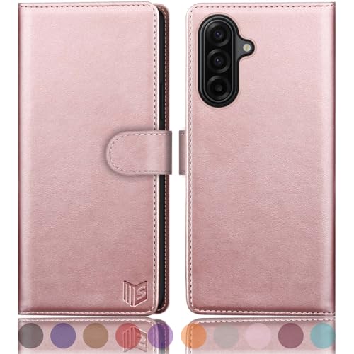 SUANPOT Etui Coque pour Samsung Galaxy A17 [RFID Blocage] [Magnétique Protection] Fentes pour Cartes Protection Etui Housse Premium en Cuir PU pour Samsung A17 Portefeuille Or Rose