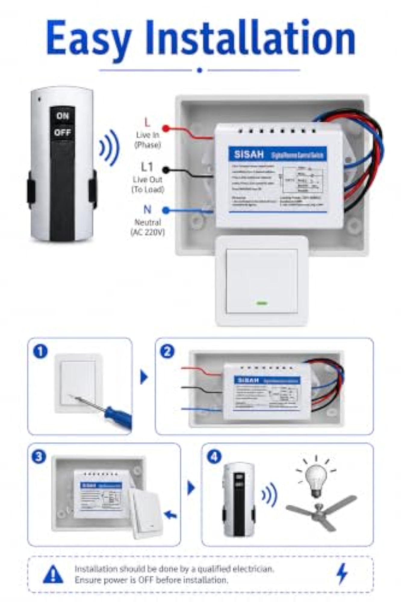 1 Way Plastic Remote Control Switch