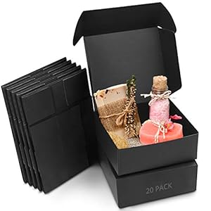 Kurtzy Boite Cadeau Noir Kraft (Lot de 20) – Boite Cadeau Vide de 12 x 12 x 5 cm – Boite Carton Cadeau Emballage Facile à Assembler pour Fêtes, Anniversaires, Mariages, Fête des Pere, Événements