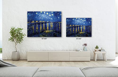 Spiritualhands Wheat Field With Cypresses Vincent Van Gogh Canvas Wall Art, The Starry Night Van Gogh Posters Self Portrait, Large Framed Wall Art Paintings For Wall Decorations For Bedroom (Vincent Van Gogh Starry Night Over The Rhône, 30" X 40" - Ready To Hang) #TOP6