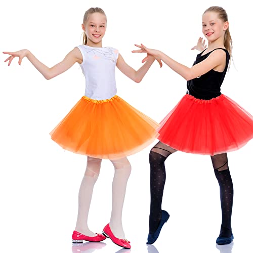 Cotiny 8 Pieces Tutu Skirts Set Tulle Colorful Ballet Tutus Rainbow Elastic Running Dress For Toddler Girls Princess Cosplay Party Favor #TOP4