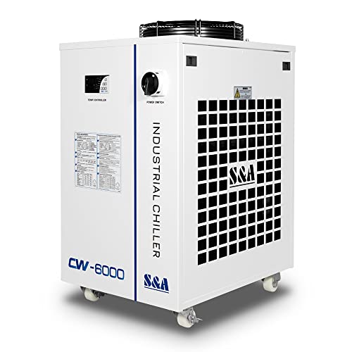 S&A Industrial Water Chiller CW-6000DN Chiller 14L, 3000W Cooling Capacity for Engraving & Cutting Machines, AC 1P 110V, 60Hz