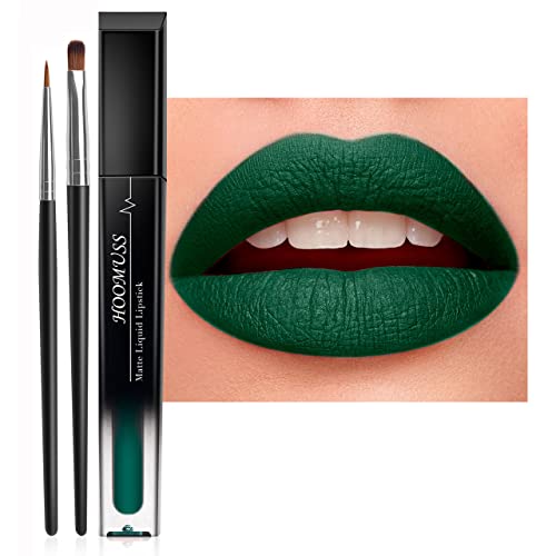 Hoomuss Green Matte Lipstick, Green Lipstick Liquid Smudge Proof And Long Lasting 24Hours, Waterproof, Non Sticky, Vegan Lip Makeup (N-Olive Green) #TOP3