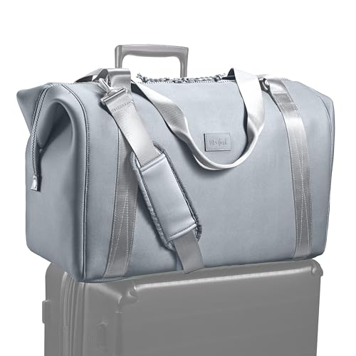 Fit & Fresh Premium Neoprene Weekender Bag, Travel Bag with Trolley Sleeve, Large Overnight Bag, Carry on Bag, Duffel Bags, Grey by Fit & Fresh - Image 8