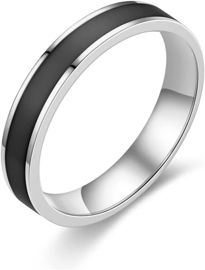 Women's 4MM Stainless Steel Promise Eternal Ring Epoxy Enamel Wedding Band Comfort Fit